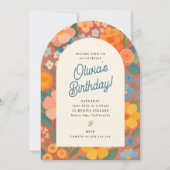 Retro Boho Flower Party Invite Einladung (Vorderseite)