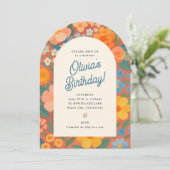 Retro Boho Flower Party Invite Einladung (Stehend Vorderseite)