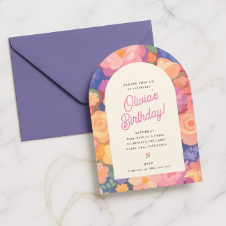 Retro Boho Flower Party Invite Einladung