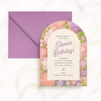 Retro Boho Flower Party Invite Einladung