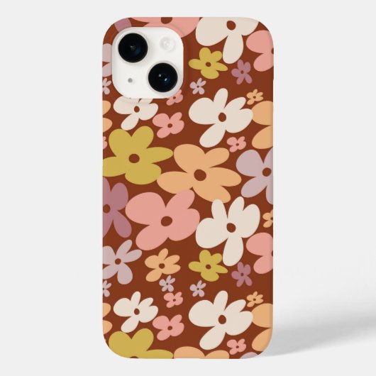 Retro Boho Flower Power Pattern Case-Mate iPhone Hülle (Rückseite)