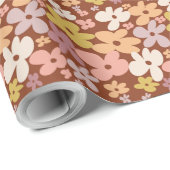 Retro Boho Flower Power Pattern Geschenkpapier (Rolleneckpunkt)