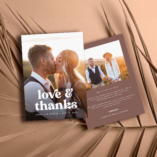 Retro Boho Foto Wedding Dankeschön Card Dankeskarte