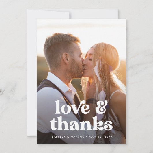 Retro Boho Foto Wedding Dankeschön Card Dankeskarte (Vorderseite)