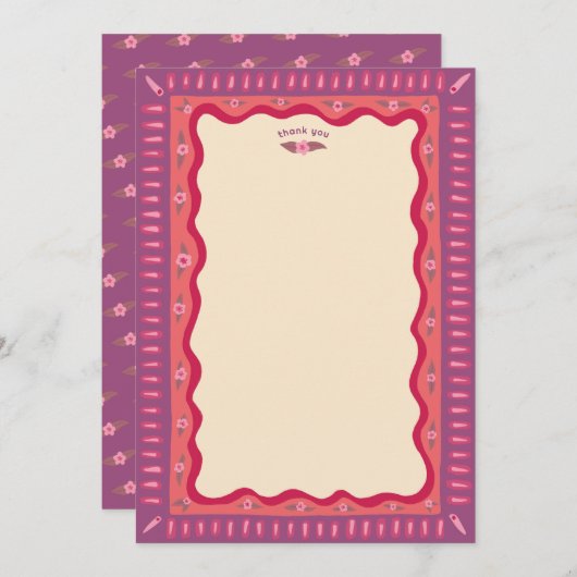 Retro Boho Fun Handmade CUSTOM Brautparty Dankeskarte (Vorne/Hinten)