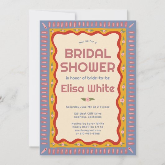 Retro Boho Fun Handmade CUSTOM Brautparty Einladung (Vorderseite)