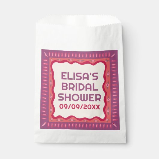 Retro Boho Fun Handmade CUSTOM Brautparty Geschenktütchen (Vorderseite)