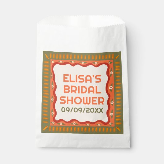 Retro Boho Fun Handmade CUSTOM Brautparty Geschenktütchen (Vorderseite)