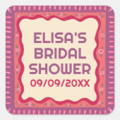 Retro Boho Fun Handmade CUSTOM Brautparty Quadratischer Aufkleber (Vorderseite)