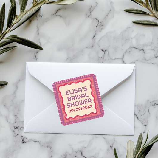 Retro Boho Fun Handmade CUSTOM Brautparty Quadratischer Aufkleber