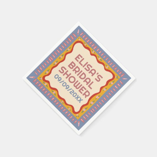 Retro Boho Fun Handmade CUSTOM Brautparty Serviette (Ecke)