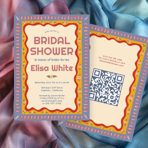 Retro Boho Fun Handmade CUSTOM QR Brautparty Einladung
