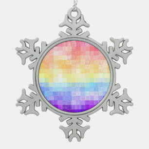 Retro Boho Funky Quirky Xenogender Kariert Pride Schneeflocken Zinn-Ornament