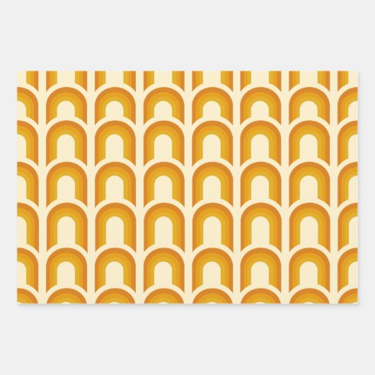 Retro Boho Geometric Muster 60er 70er Seventies Geschenkpapier Set (Vorderseite)