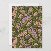 Retro Boho Green Botanical Groovy Baby Dusche Einladung (Rückseite)