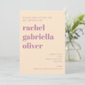 Retro Boho Green Botanical Groovy Bat Mitzvah Einladung (Stehend Vorderseite)