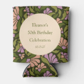 Retro Boho Green Niedlich BlumenCustom 50. Geburts Dosenkühler (Vorderseite)