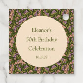 Retro Boho Green Niedlich BlumenCustom 50. Geburts Geschenkanhänger (Rückseite)