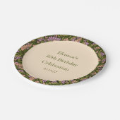 Retro Boho Green Niedlich BlumenCustom 50. Geburts Pappteller (Schrägansicht)