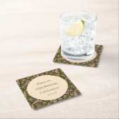 Retro Boho Green Niedlich BlumenCustom 50. Geburts Rechteckiger Pappuntersetzer (Vor Ort)