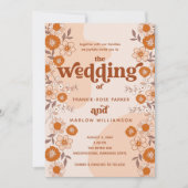 Retro Boho Groovy Arched Foto Wedding Einladung (Vorderseite)