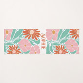 Retro Boho Groovy Blume Personalisiert Yoga Mat Yogamatte (Vorderseite (Horizontal))