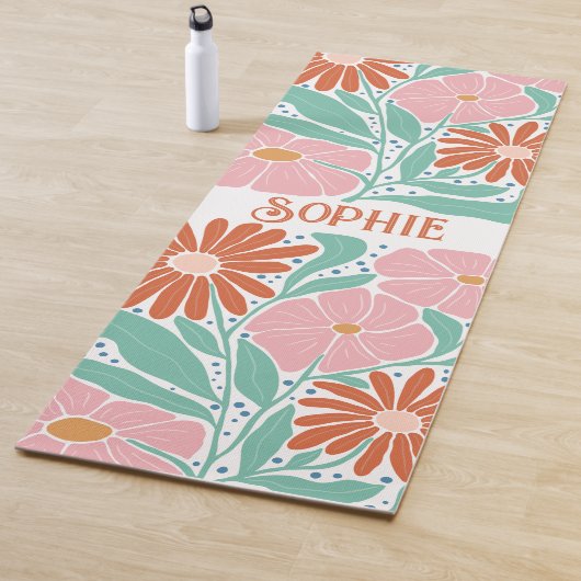 Retro Boho Groovy Blume Personalisiert Yoga Mat Yogamatte (Beispiel)