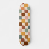 Retro Boho Groovy Checkered Bohemische 70er Skateboard (Vorne)