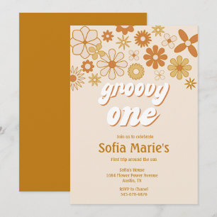 Retro Boho Groovy Erste Boho Geburtstag Einladung