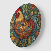 Retro-Boho-Hähnchen Große Wanduhr (Winkel)