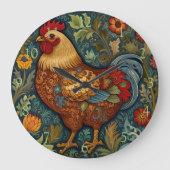 Retro-Boho-Hähnchen Große Wanduhr (Vorderseite)