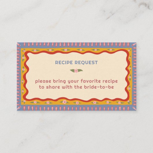 Retro Boho Handmade CUSTOM Brautparty Rezept Begleitkarte (Vorderseite)