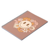 Retro Boho Happy Face, Niedliche Blush Floral Notizblock (Linke Seite)