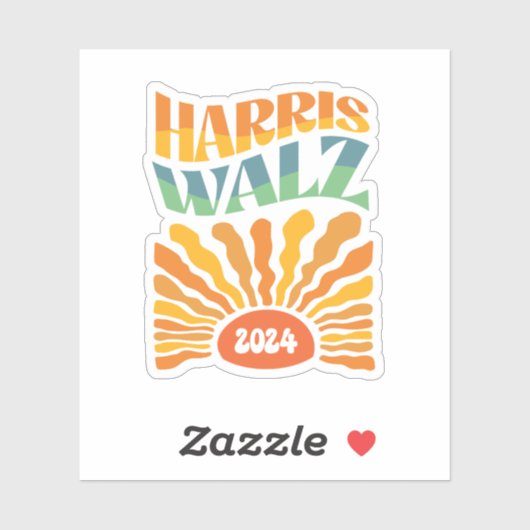 Retro Boho Harris Walz 2024 Aufkleber (Blatt)