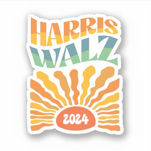 Retro Boho Harris Walz 2024 Aufkleber (Vorderseite)