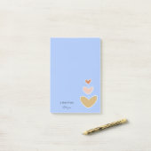 Retro Boho Hearts Pastel Blue Post-it Klebezettel (Auf Schreibtisch)