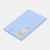Retro Boho Hearts Pastel Blue Post-it Klebezettel (angewinkelt)