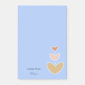 Retro Boho Hearts Pastel Blue Post-it Klebezettel (Vorderseite)