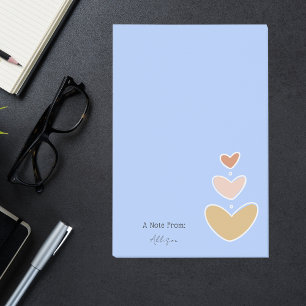 Retro Boho Hearts Pastel Blue Post-it Klebezettel