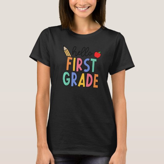 Retro Boho Hello First Grade Fun 1st Grader Back T T-Shirt (Vorderseite)