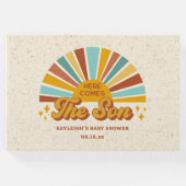 Retro Boho Here Comes the Son Baby Shower Gästebuch (Vorderseite)