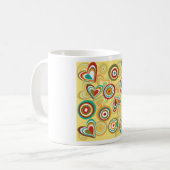 Retro Boho Herz und Kreise 70er Groovy Muster Kaffeetasse (Vorderseite Links)