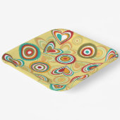 Retro Boho Herz und Kreise 70er Groovy Muster Pappteller (Gewinkelt)