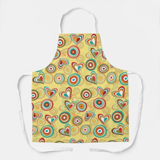 Retro Boho Herz und Kreise 70er Groovy Muster Schürze (Vorderseite)
