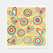 Retro Boho Herz und Kreise 70er Groovy Muster Serviette (Vorderseite)