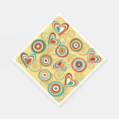 Retro Boho Herz und Kreise 70er Groovy Muster Serviette (Ecke)