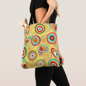 Retro Boho Herz und Kreise 70er Groovy Muster Tasche