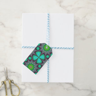 Retro Boho Hippie Green Clover Psychedelic Mandala Geschenkanhänger