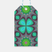 Retro Boho Hippie Green Clover Psychedelic Mandala Geschenkanhänger (Vorderseite)