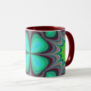 Retro Boho Hippie Green Clover Psychedelic Mandala Tasse